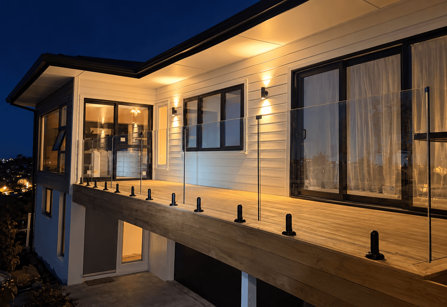 Black spigots on balcony